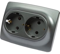 Розетка ЭРА 12-2106-12 2X2P E Schuko, 16A-250В, IP20, 12, графит Б0031234