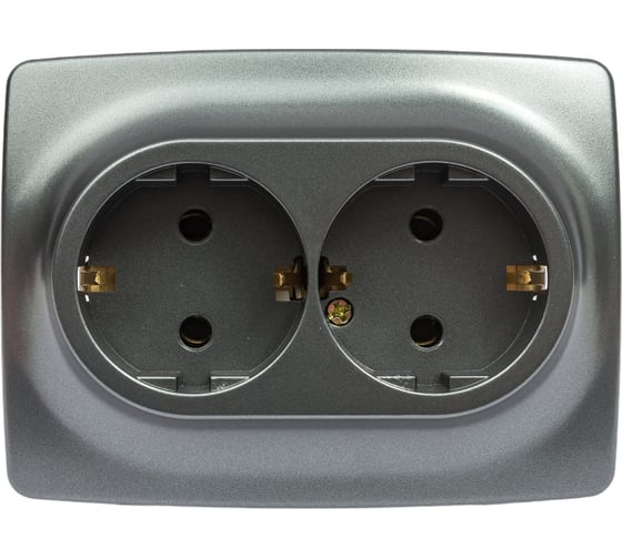 Розетка ЭРА 12-2106-12 2X2P E Schuko, 16A-250В, IP20, 12, графит Б0031234