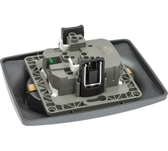 Розетка ЭРА 12-2106-12 2X2P E Schuko, 16A-250В, IP20, 12, графит Б0031234