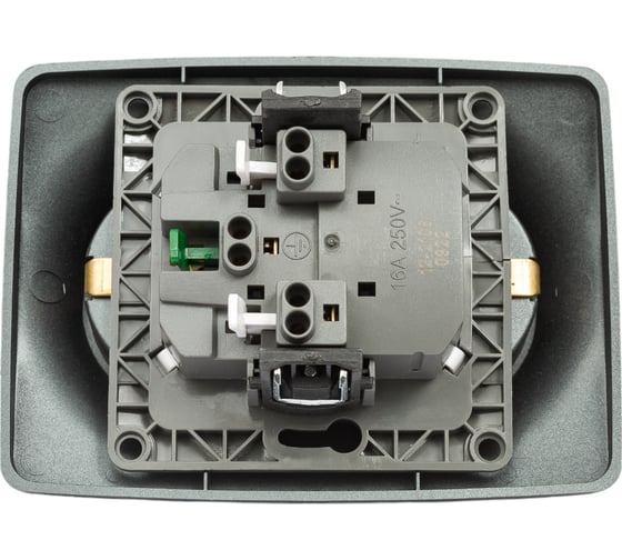 Розетка ЭРА 12-2106-12 2X2P E Schuko, 16A-250В, IP20, 12, графит Б0031234