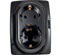 Розетка ЭРА 12-2106-06 2X2P E Schuko, 16A-250В, IP20, 12, чёрный Б0031233