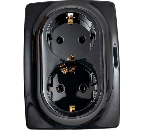 Розетка ЭРА 12-2106-06 2X2P E Schuko, 16A-250В, IP20, 12, чёрный Б0031233
