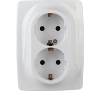 Розетка ЭРА 12-2116-01 2X2P E Schuko, 16A-250В, IP20, винт, 12, белый Б0029238
