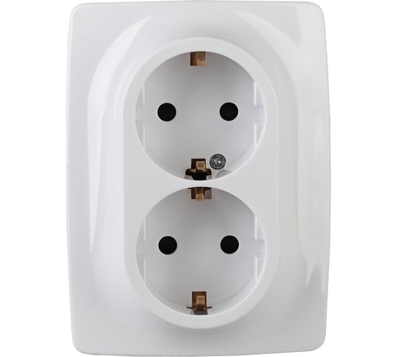 Розетка ЭРА 12-2116-01 2X2P E Schuko, 16A-250В, IP20, винт, 12, белый Б0029238 1