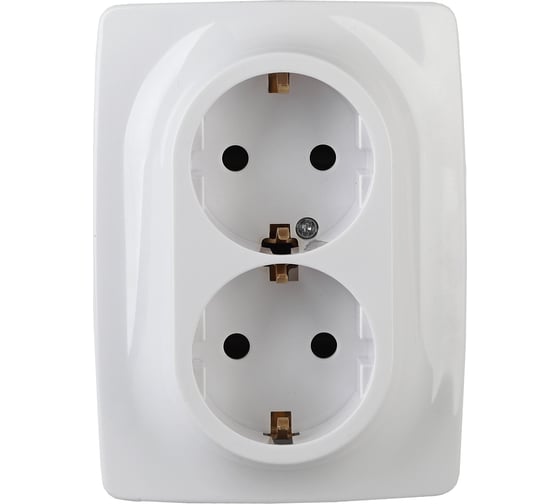 Розетка ЭРА 12-2108-01 2X2P E Schuko со шторками, 16A-250В, IP20, 12, белый Б0036442