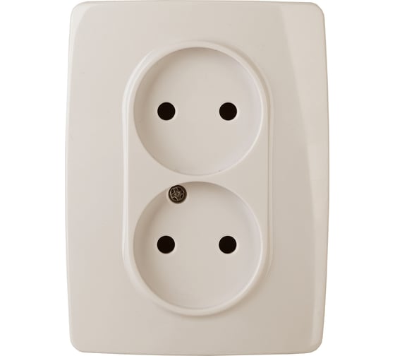 Розетка ЭРА 12-2117-02 2X2P, 16A-250В, IP20, винт, 12, слоновая кость Б0031249 1