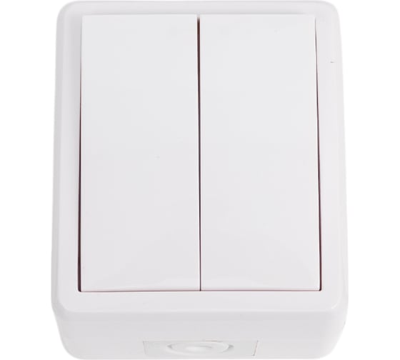 Двойной выключатель с подсветкой ЭРА 11-1405-01 IP54, 10АХ-250В, ОУ, Эксперт, белый Б0020677 1