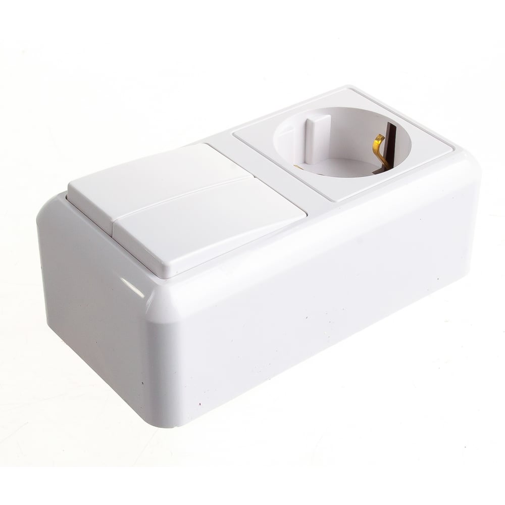 Комбинированный блок Кунцево-Электро ОПТИМА выключатель + розетка с з/к ...