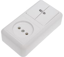 Комбинированный блок Кунцево-Электро ОПТИМА выключатель с подсветкой + розетка БКВР-431 8063