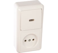 Комбинированный блок Кунцево-Электро ОПТИМА выключатель с подсветкой+розетка БКВР-430 8061