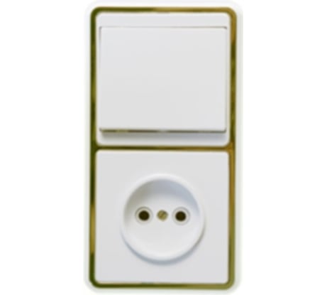 Комбинированный блок Кунцево-Электро БЭЛЛА скрытой установки выключатель+розетка БКВР-037 З 5816