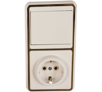 Комбинированный блок Кунцево-Электро БЭЛЛА скрытой установки выключатель+розетка с з/к БКВР-031 З 5820