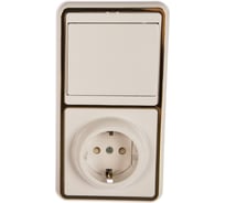 Комбинированный блок Кунцево-Электро БЭЛЛА скрытой установки выключатель+розетка БКВР-034 З 5824