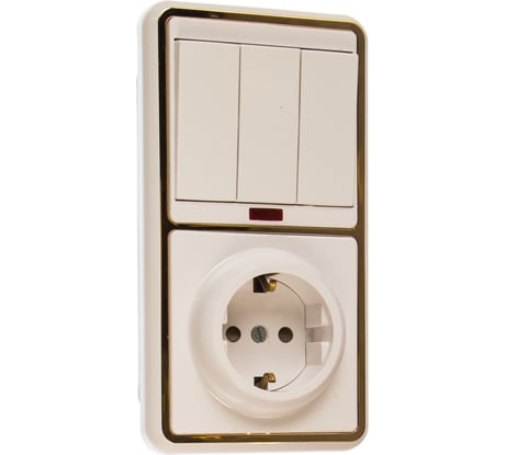 Комбинированный блок Кунцево-Электро БЭЛЛА скрытая установка выключатель с подсветкой+розетка БКВР-209 З 5850