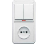 Комбинированный блок Кунцево-Электро БЭЛЛА скрытая установка выключение с подсветкой+розетка БКВР-213 5829