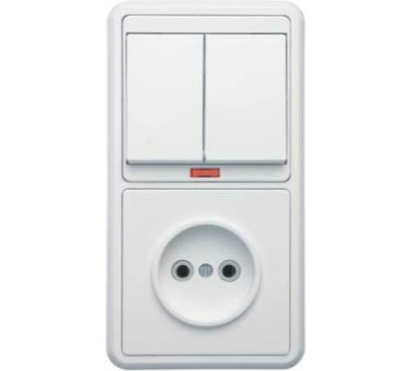 Комбинированный блок Кунцево-Электро БЭЛЛА скрытая установка выключение с подсветкой+розетка БКВР-213 5829
