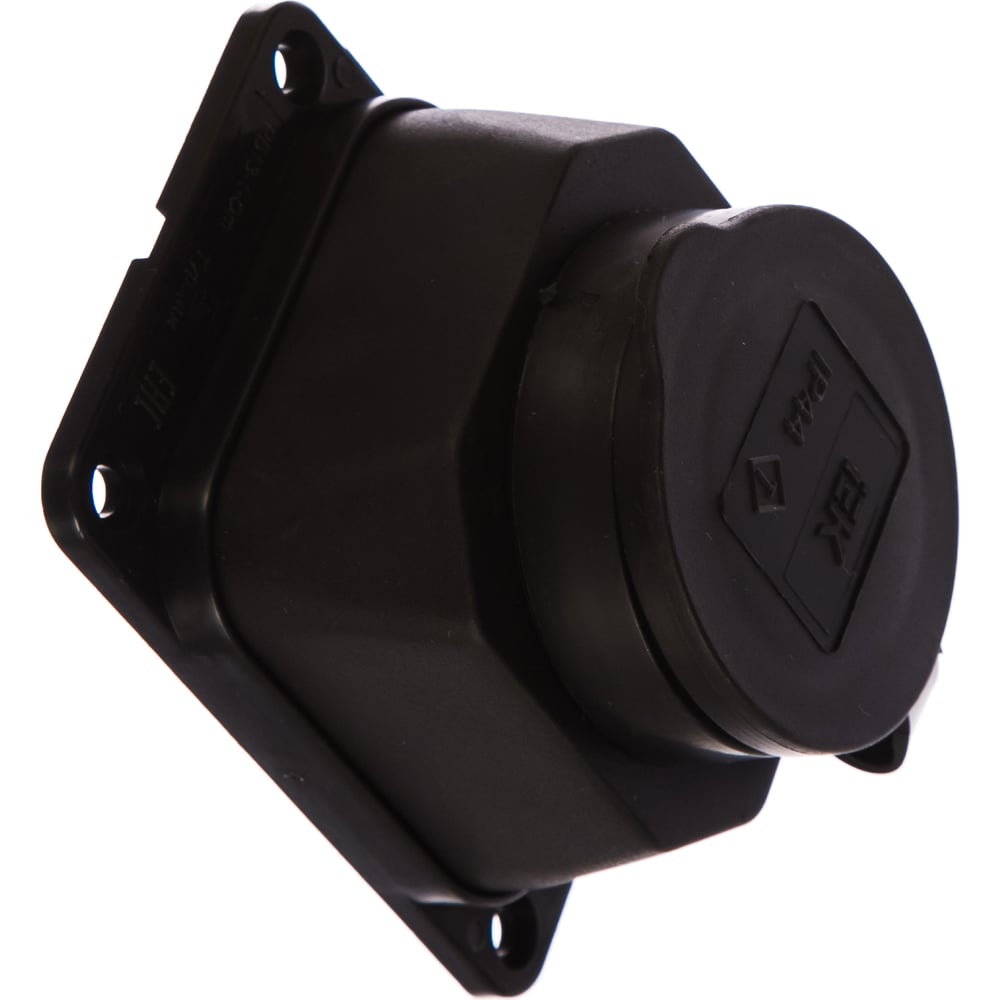 Стационарная розетка 1-м IEK ОМЕГА с заземлением, с крышкой, черная ...