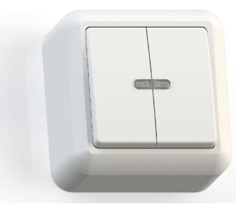 Выключатель Кунцево-Электро ОПТИМА открытой установки, двухклавишная с подсветкой 10А А510-387 8004