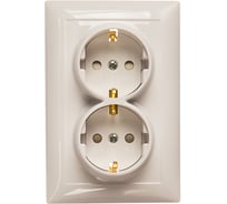 Розетка Кунцево-Электро СЕЛЕНА скрытой установки, двухместная с з/к и з/ш РС16-401 8122