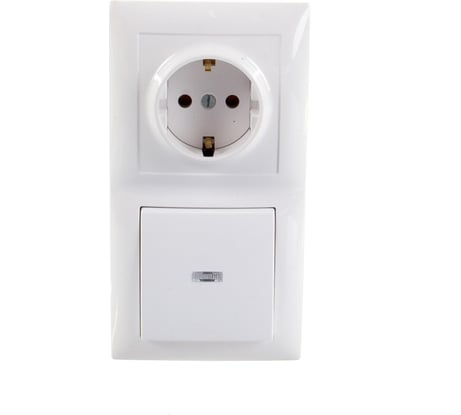 Комбинированный блок Кунцево-Электро СЕЛЕНА скрытой установки выключатель с подсветкой +розетка БКВР-420 8216