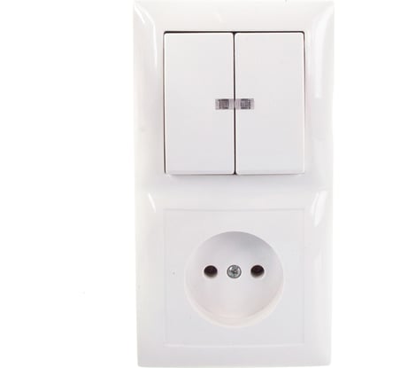 Комбинированный блок Кунцево-Электро СЕЛЕНА скрытой установки выключатель с подсветкой+розетка БКВР-418 8211