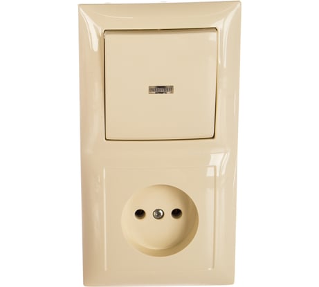 Комбинированный блок Кунцево-Электро СЕЛЕНА скрытой установки выключатель с подсветкой+розетка БКВР-417 с/к 8179