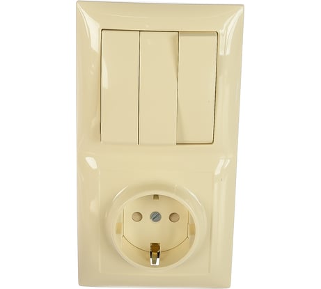 Комбинированный блок Кунцево-Электро СЕЛЕНА скрытой установки выключатель+розетка БКВР-416 с/к 8175