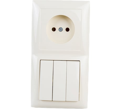 Комбинированный блок Кунцево-Электро СЕЛЕНА скрытой установки выключатель+розетка БКВР-410 с/к 8172