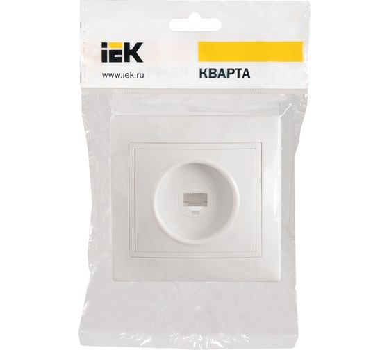 Телефонная 1местная розетка IEK КВАРТА белый ETK10-K01-DM