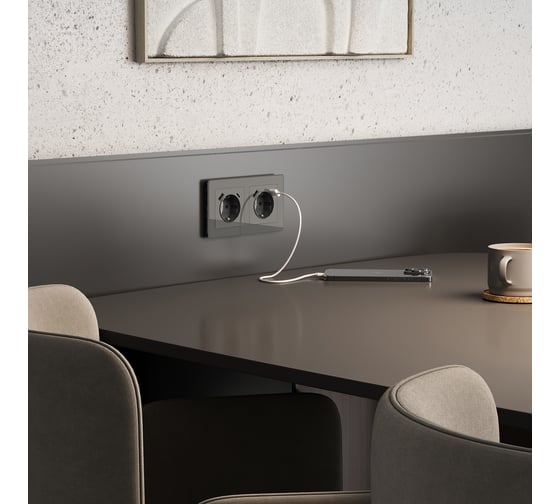 Розетка WERKEL с заземлением, шторками и usb тип a+c (графит акрил) w1171744 a064093