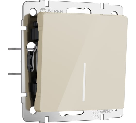 Одноклавишный проходной выключатель WERKEL с подсветкой (айвори акрил) w1112143 a064055