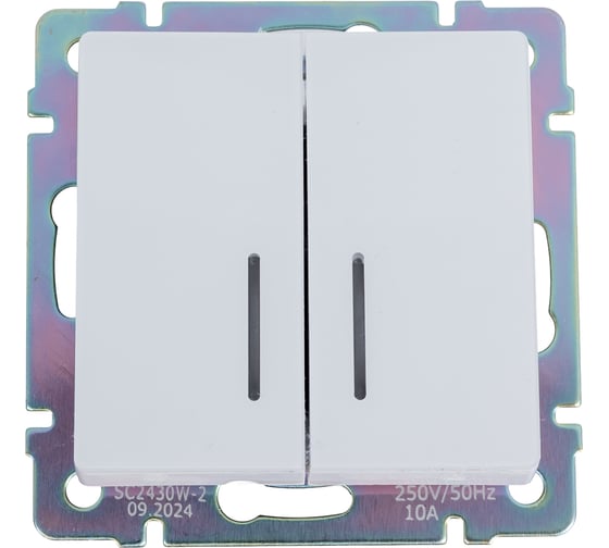 Двухклавишный проходной выключатель WERKEL с подсветкой (белый акрил) w1122141 a064008 1