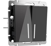 Двухклавишный выключатель WERKEL с подсветкой (черный акрил) w1120148 a064038