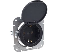 Механизм 1-местной розетки Bylectrica скрытой установки, с землей, с крышкой, серия ПРОВАНС РС16-1412 графит