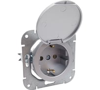 Механизм 1-местной розетки Bylectrica скрытой установки, с землей, с крышкой, серия ПРОВАНС РС16-1412 серебро