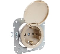 Механизм 1-местной розетки Bylectrica скрытой установки, с землей, с крышкой, серия ПРОВАНС РС16-1412 шампань
