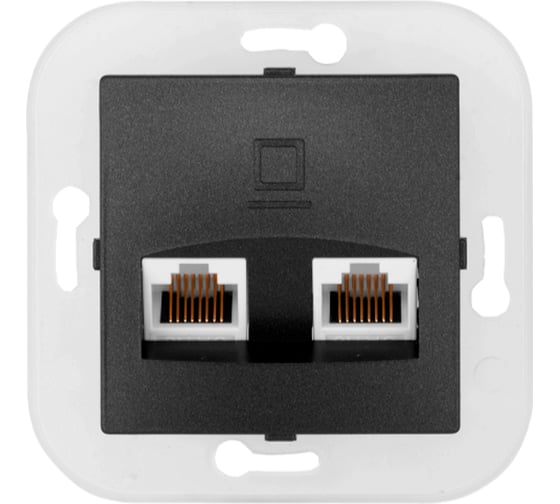 Механизм 2-местной компьютерной розетки Bylectrica серия УЮТ, РК216-011 графит