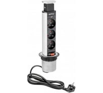 Выдвижной блок розеток GTV 3 розетки French, серый с проводом 1,5 метра AE-BPW3U60-80