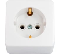 1-местная розетка Bylectrica открытой установки, с землей, серия Прочие изделия, белый РА10-209 РА16-209