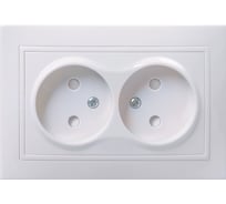 2местная розетка IEK РСш12-2-КБ  без заземляющего контакта с защитной шторкой 10А КВАРТА белый ERK20-K01-10-DM