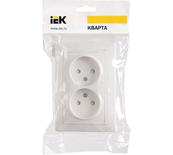 2местная розетка IEK РСш12-2-КБ  без заземляющего контакта с защитной шторкой 10А КВАРТА белый ERK20-K01-10-DM