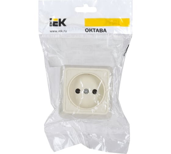 1местная розетка IEK ОКТАВА без заземляющего контакта, 10А, наружная установка, кремовый ERO10-K33-10-DC