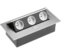 Прямоугольный врезной блок розеток GTV 3 розетки French, без провода AE-PB03GU-53