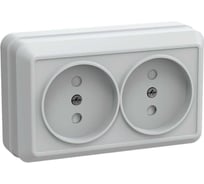 Розетка GENERICA 2местн. без з/к с защ.штор.10А откр.уст. Октава белый ERO23-K01-10-DC