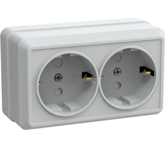 Розетка GENERICA 2местн. с з/к с защ. штор. 16А откр.уст. ОКТАВА белый ERO24-K01-16-DC 1