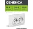 Розетка GENERICA КВАРТА х2 с/з в сборе б/ш,бел ERK24-K01-16-DM 2