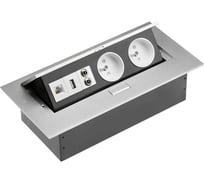 Прямоугольный блок розеток GTV врезной, 2 розетки, French, без провода AE-PB02GU-53