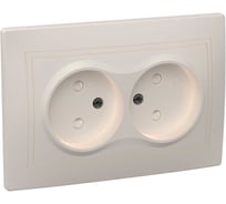 Розетка GENERICA РСш12-2-ККм 2местн. без з/к с защ.штор. 10А КВАРТА кремовый ERK20-K33-10-DM