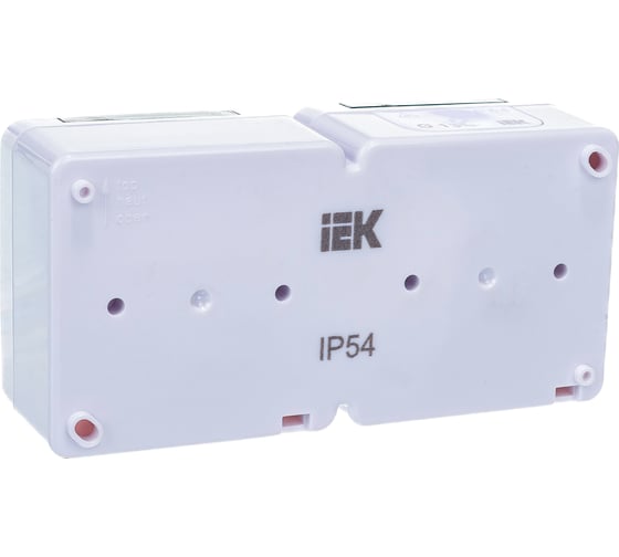 Двухместная розетка IEK для открытой установки, с заземляющим контактом, с крышкой РСб22-3-ГПБд IP54 ERMP22-K03-16-54-EC