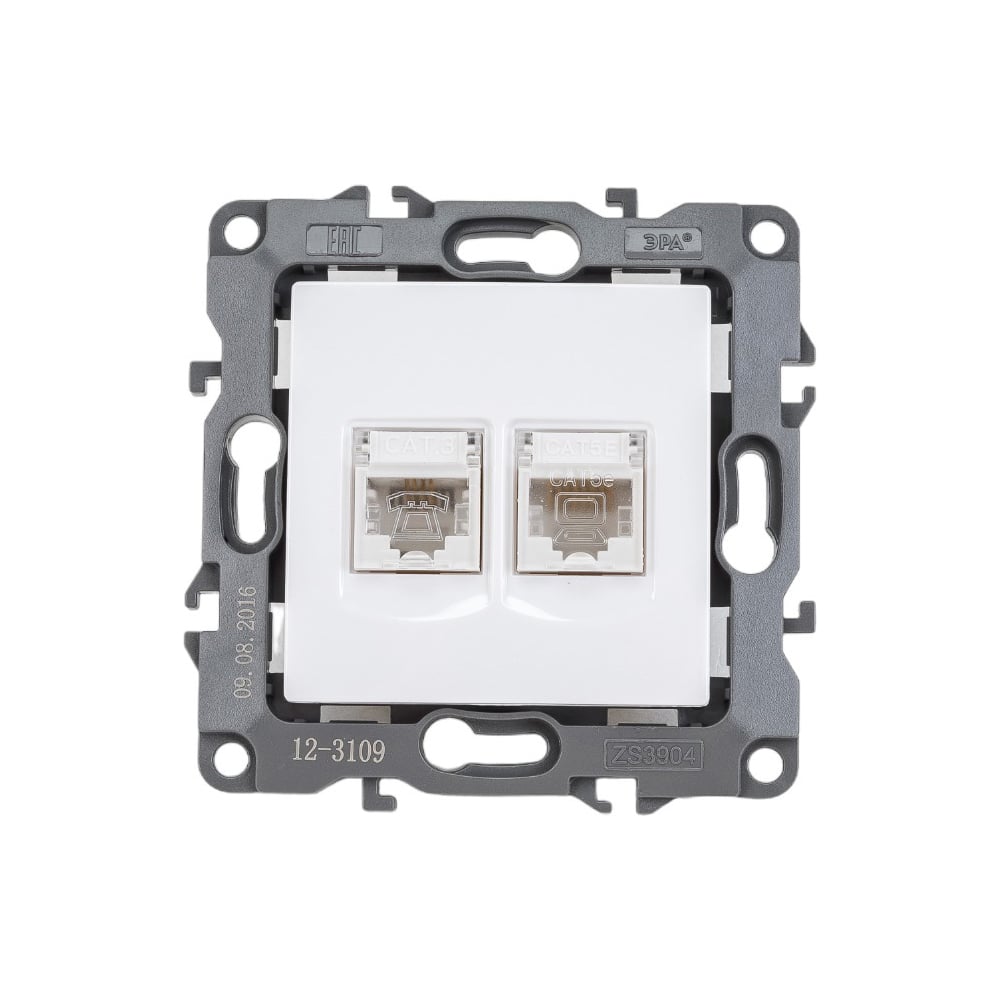 Комбинированная розетка ЭРА 12-3109-01 RJ45 RJ11, IP20, 12, белый ...